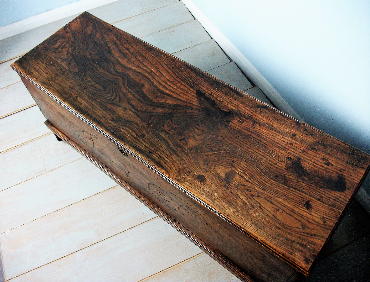 17th century elm six plank coffer